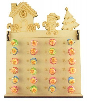 6mm Chupa Chups Lolly Pop Holder Advent Calendar with Gingerbread House Topper